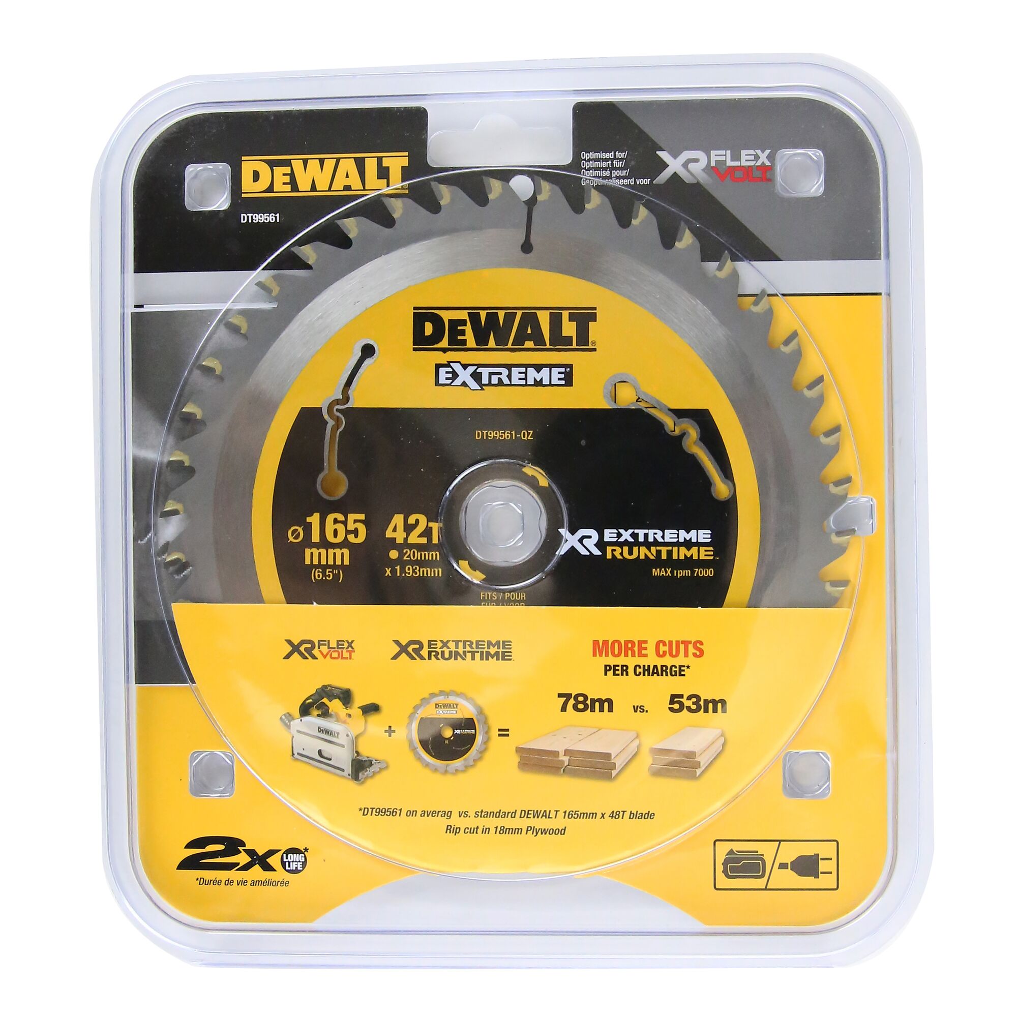 XR EXTREME Runtime Circular Saw Blade 165mm Bore 20mm 42T | DEWALT